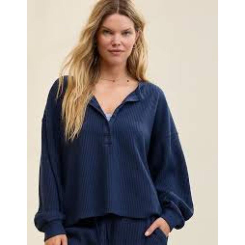 Aerie Waffle Henley Sweatshirt
